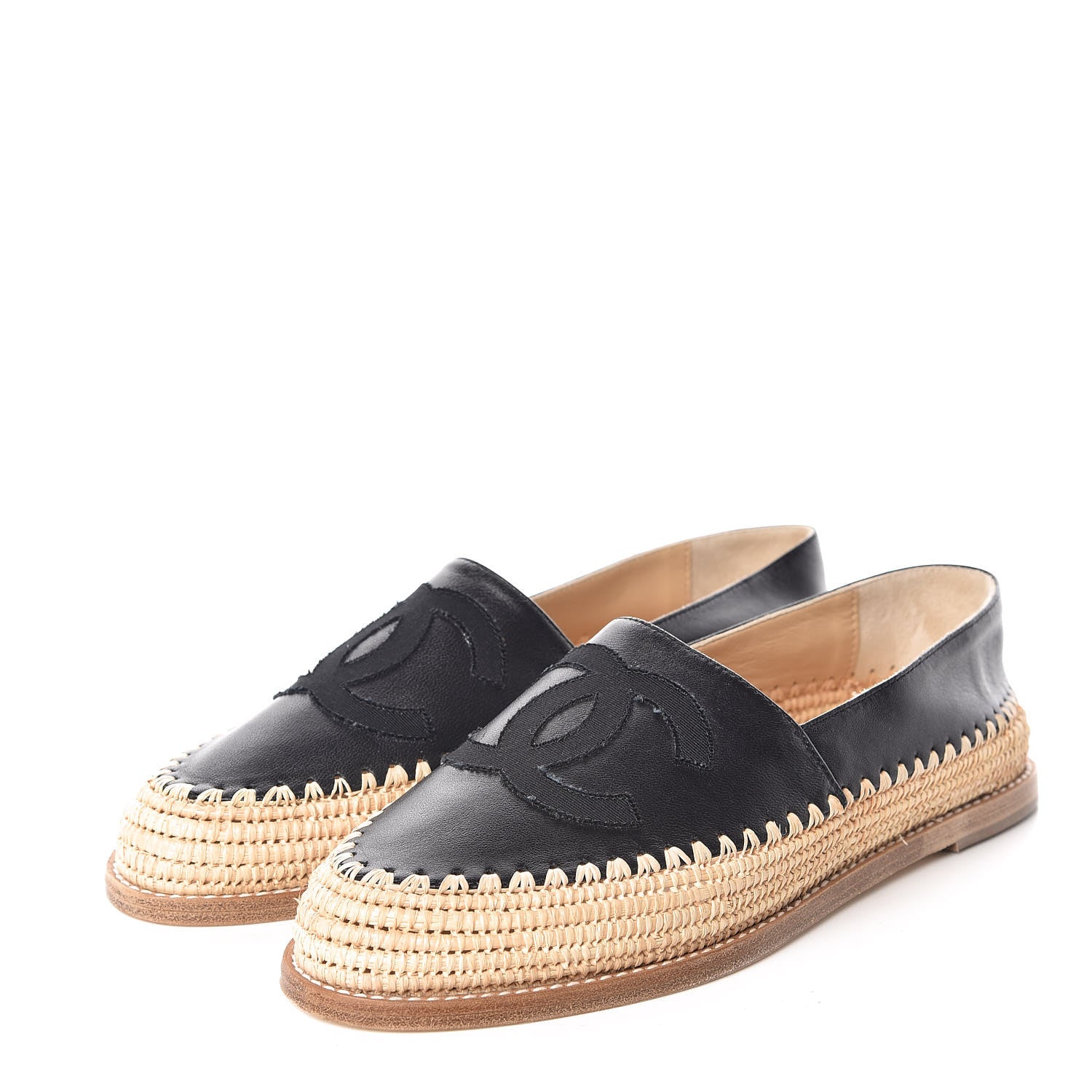 Chanel Lambskin Grosgrain CC Espadrilles 38 Black 3 of 8