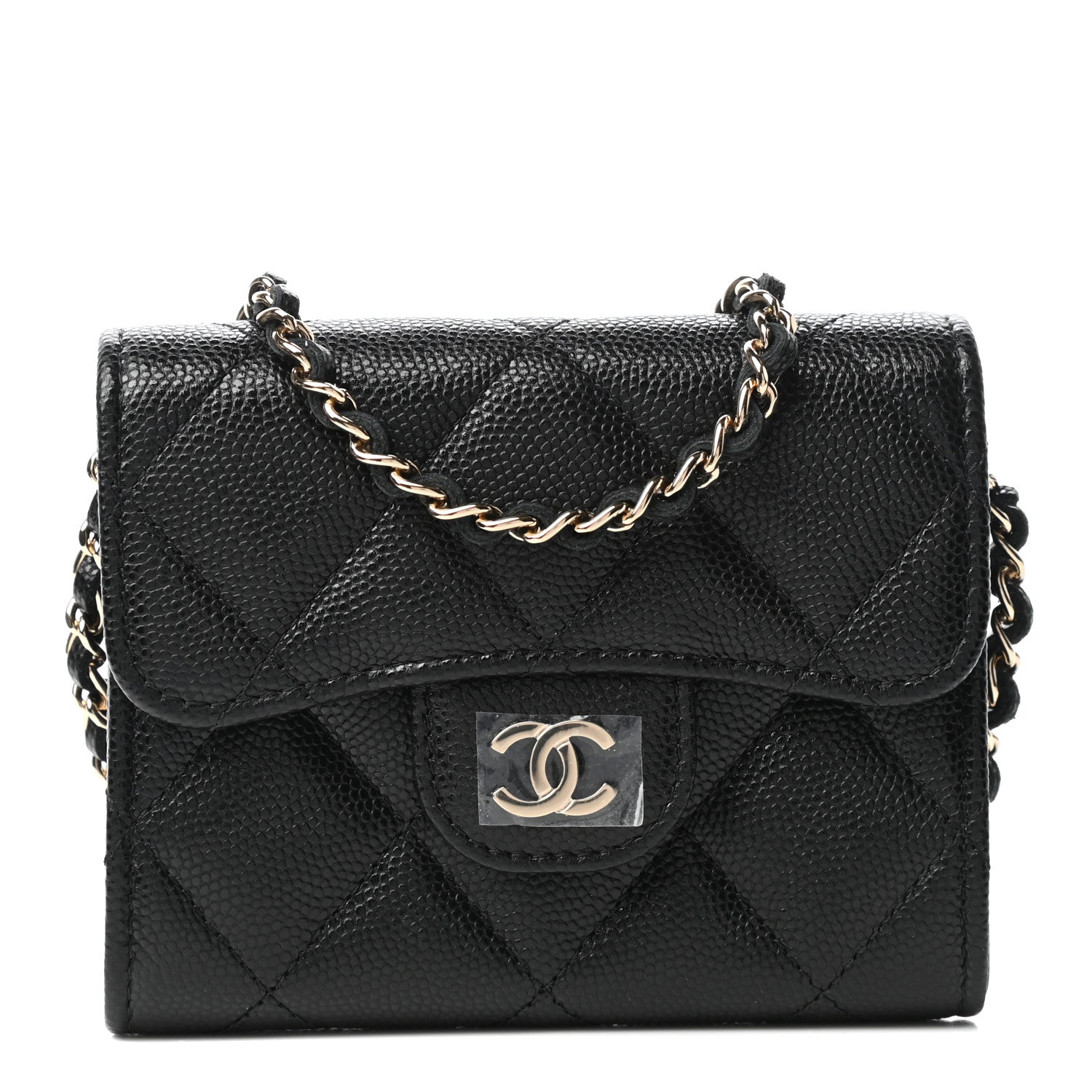 Chanel Caviar Quilted Flap Card Holder On Chain Black 1 of 11