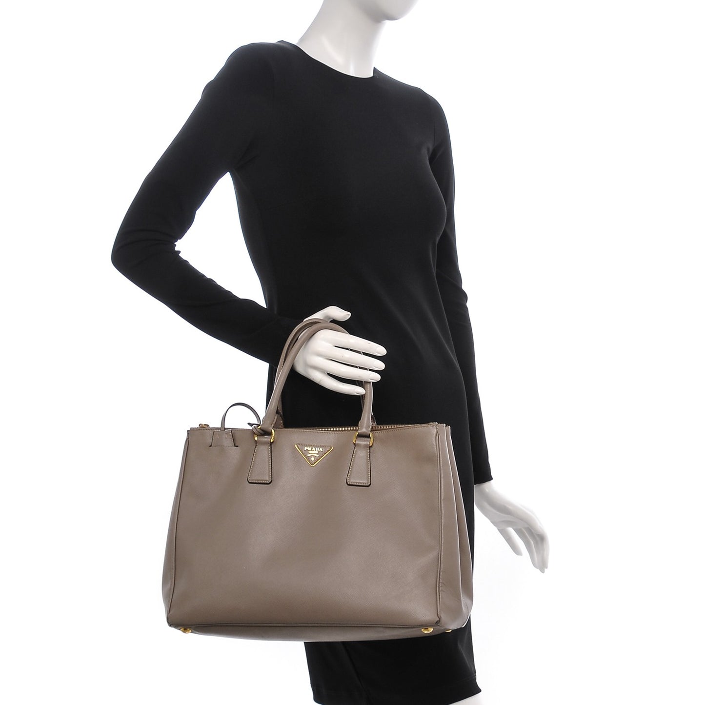 Saffiano Large Galleria Double Zip Tote Argilla