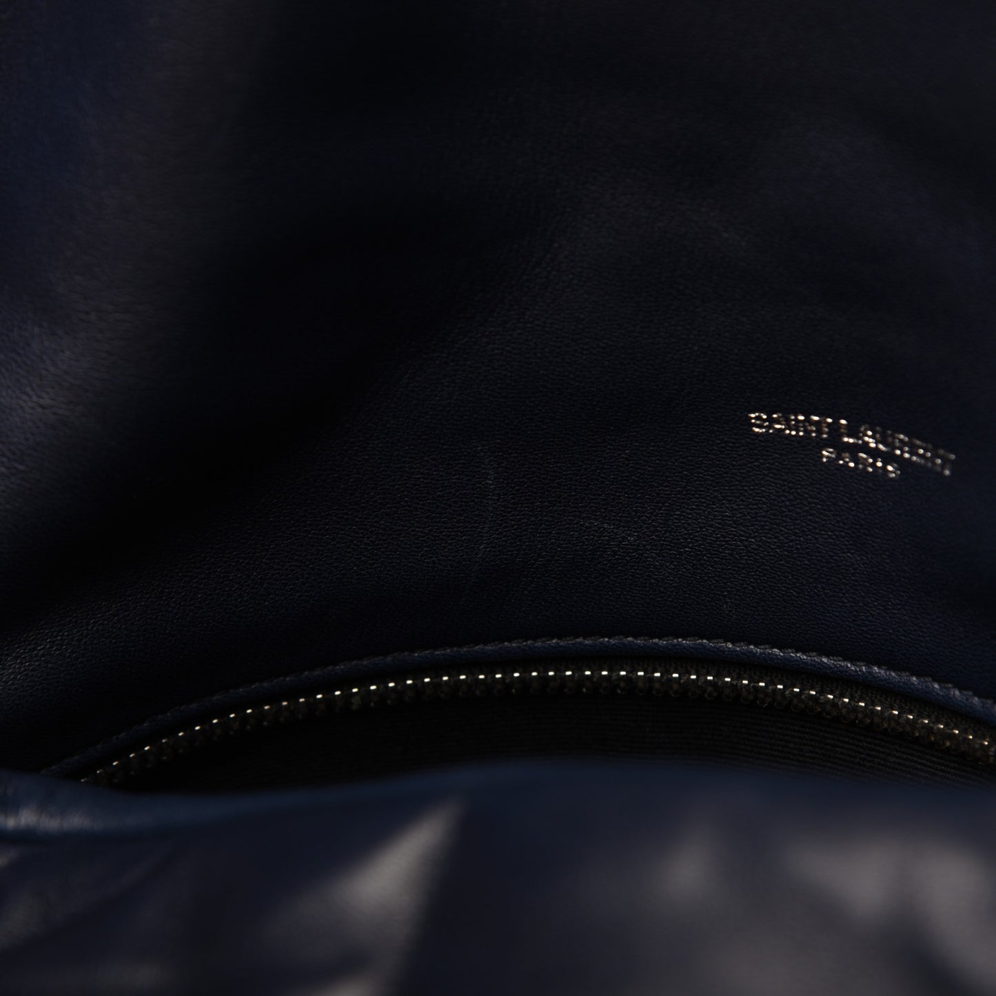Lambskin Quilted Small Loulou Puffer Monogram Chain Satchel Navy