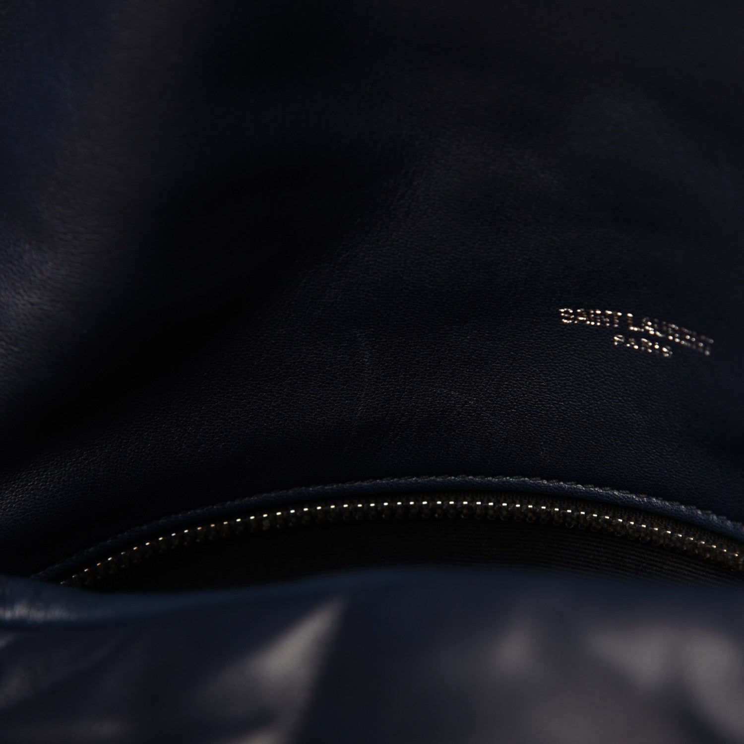 Saint Laurent Lambskin Quilted Small Loulou Puffer Monogram Chain Satchel Navy 9 of 24