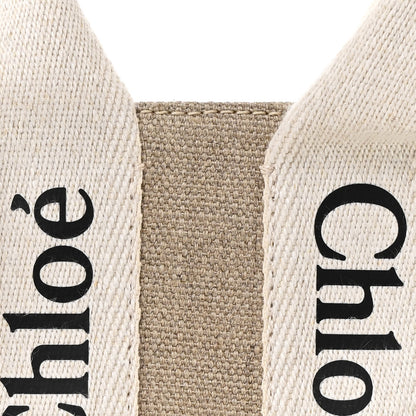 Chloe Cotton Calfskin Mini Woody Ribbon Tote White Light Brown 8 of 11