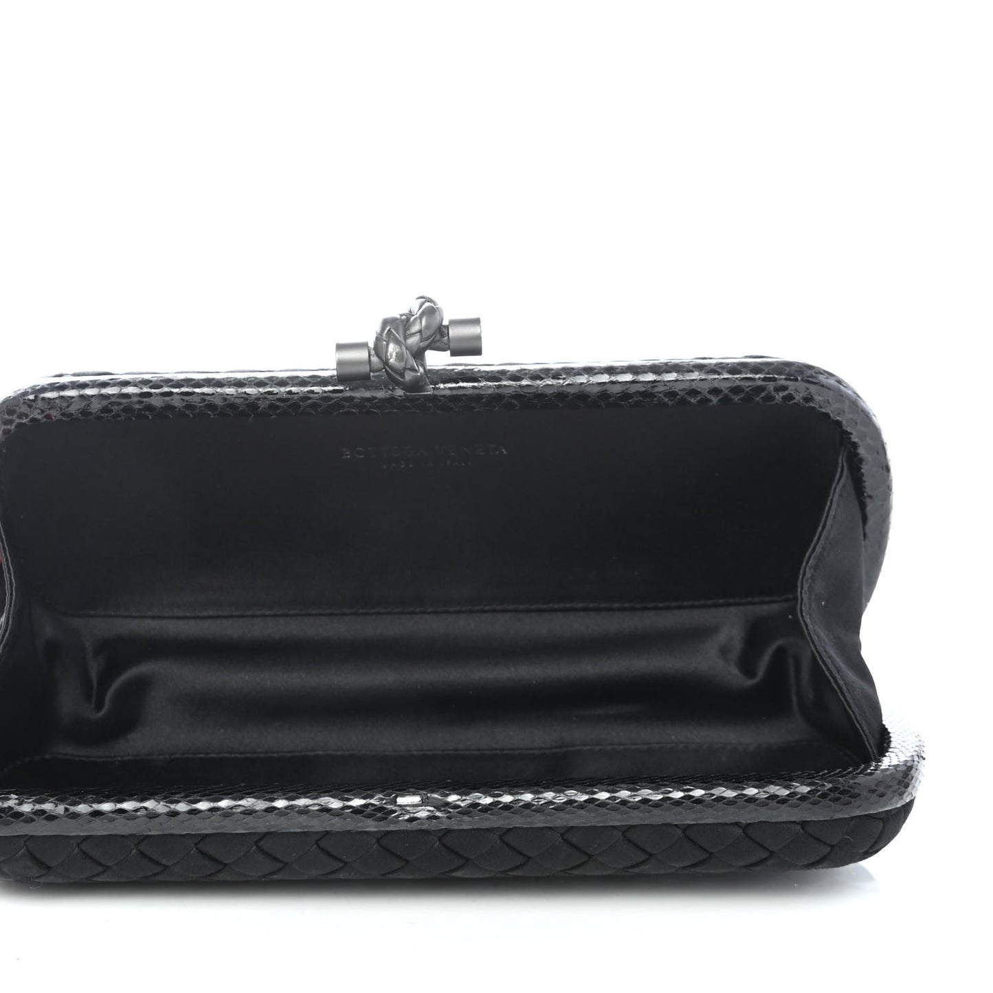 Satin Ayers Intreccio Impero Stretch Knot Clutch Black