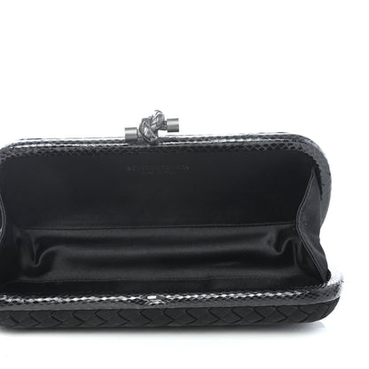 Bottega Veneta Satin Ayers Intreccio Impero Stretch Knot Clutch Black 4 of 4