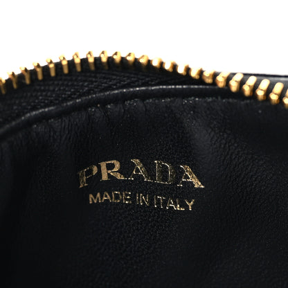 Prada Glossy Calfskin Triangle Zip Card Holder Black 6 of 7
