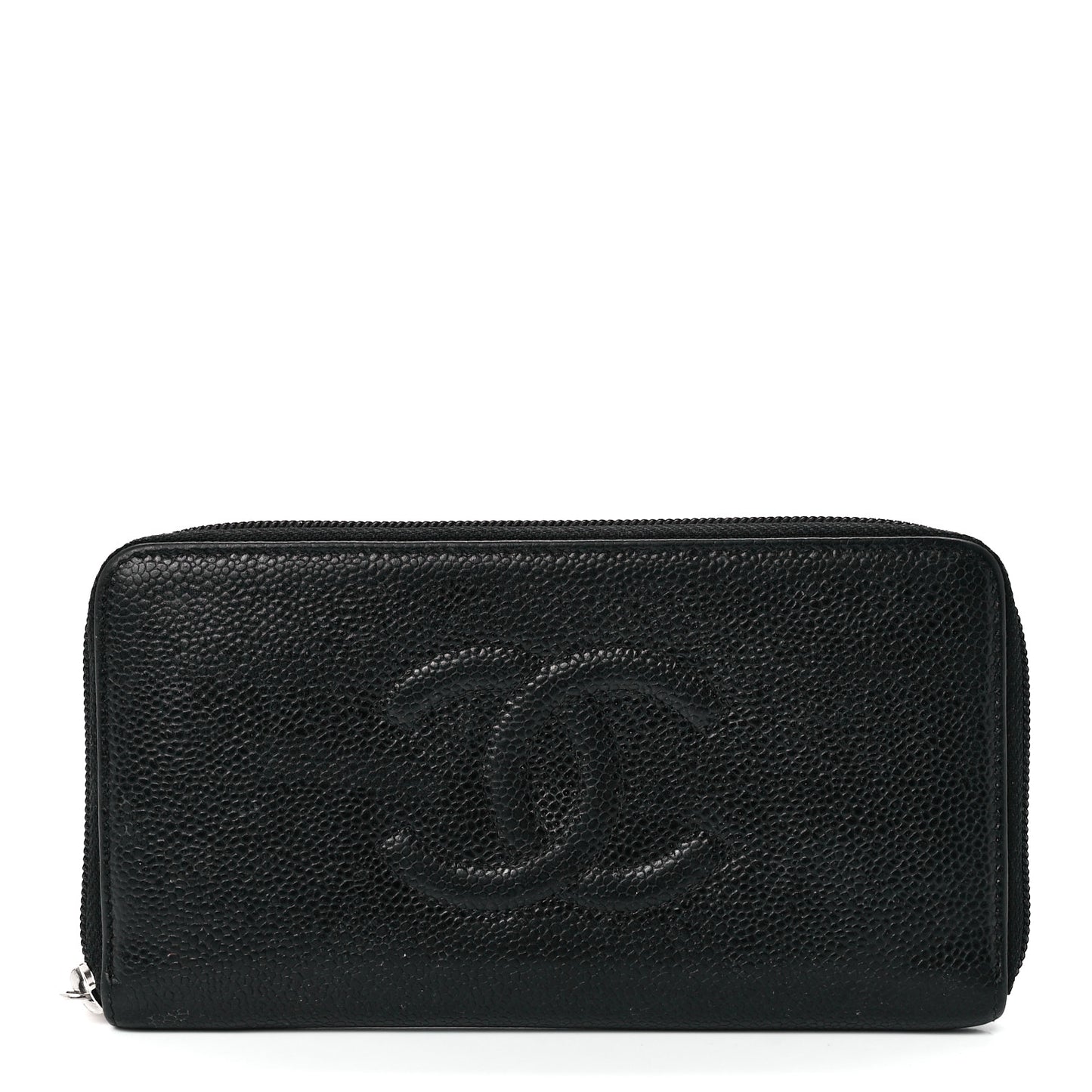 Caviar Large Timeless CC Zip Around Wallet Black