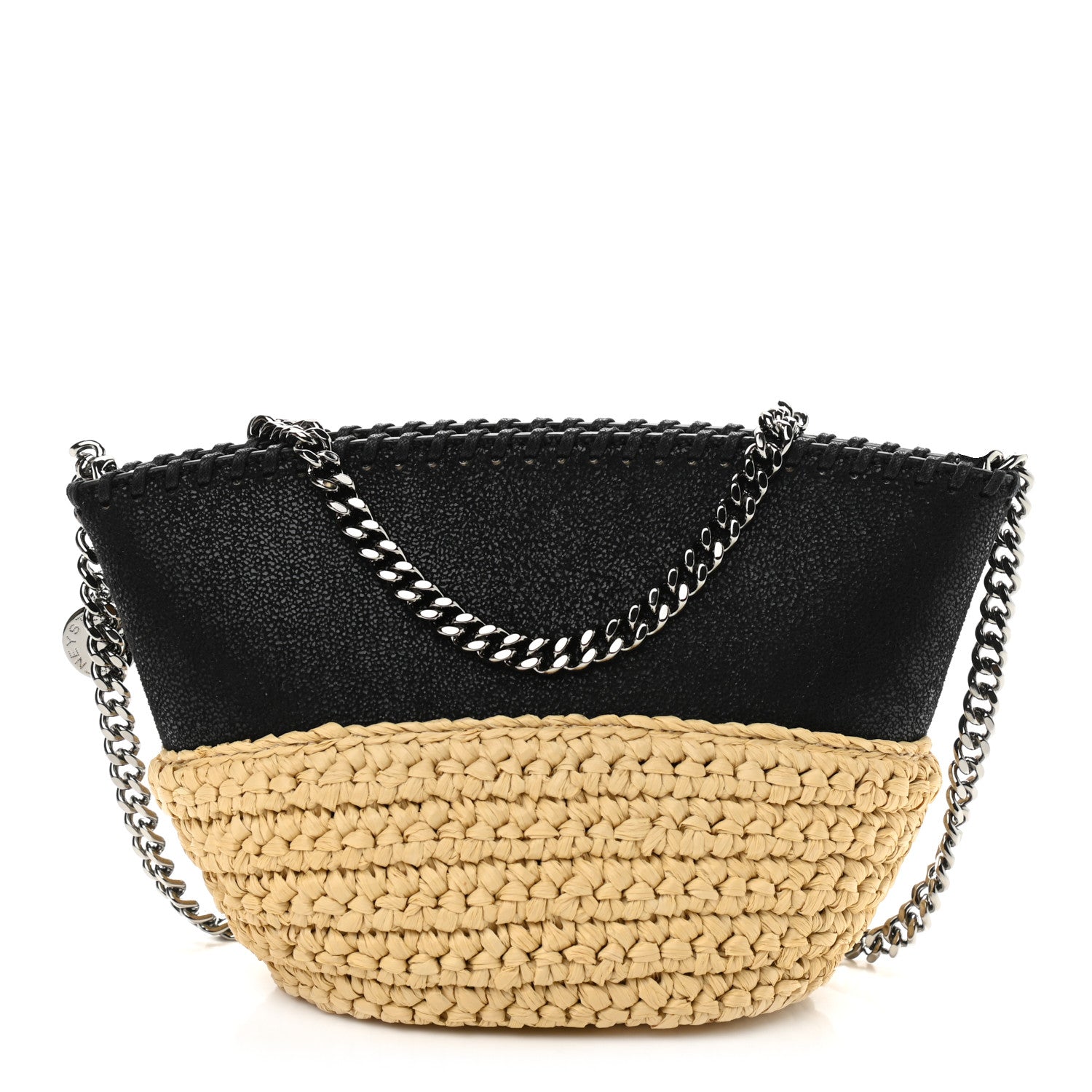Stella McCartney Shaggy Deer Raffia Mini Shoulder Bag Black 1 of 10