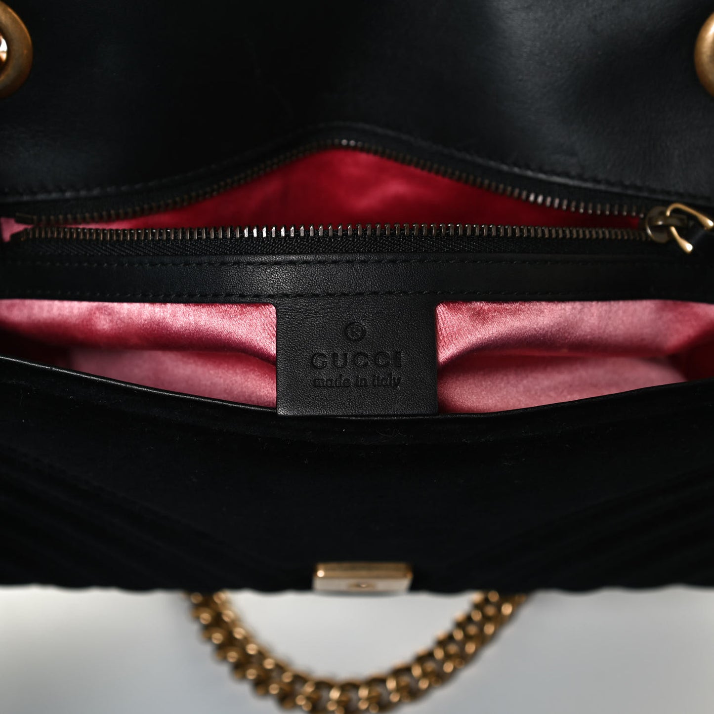 Velvet Matelasse Medium GG Marmont Shoulder Bag Black