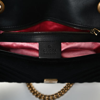 Gucci Velvet Matelasse Medium GG Marmont Shoulder Bag Black 6 of 13