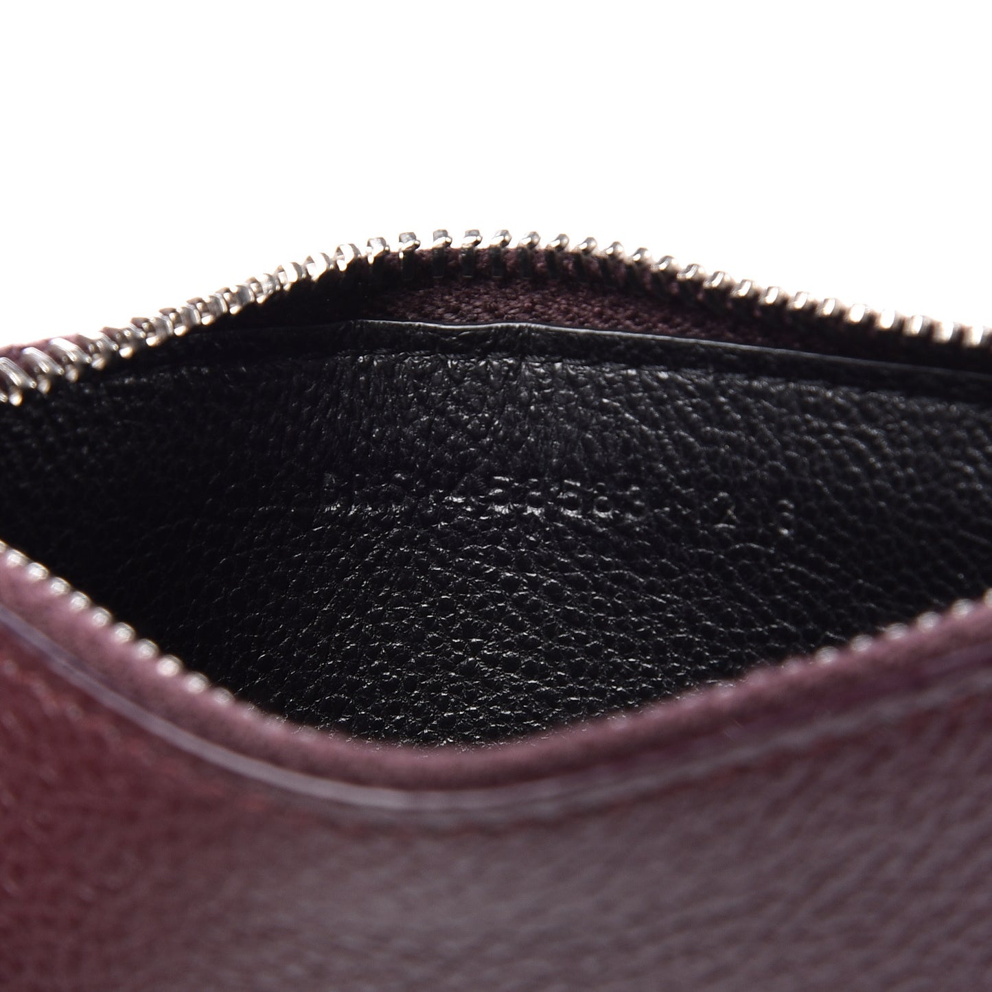 Grained Calfskin 5 Fragments Zip Pouch Card Holder Bordeaux