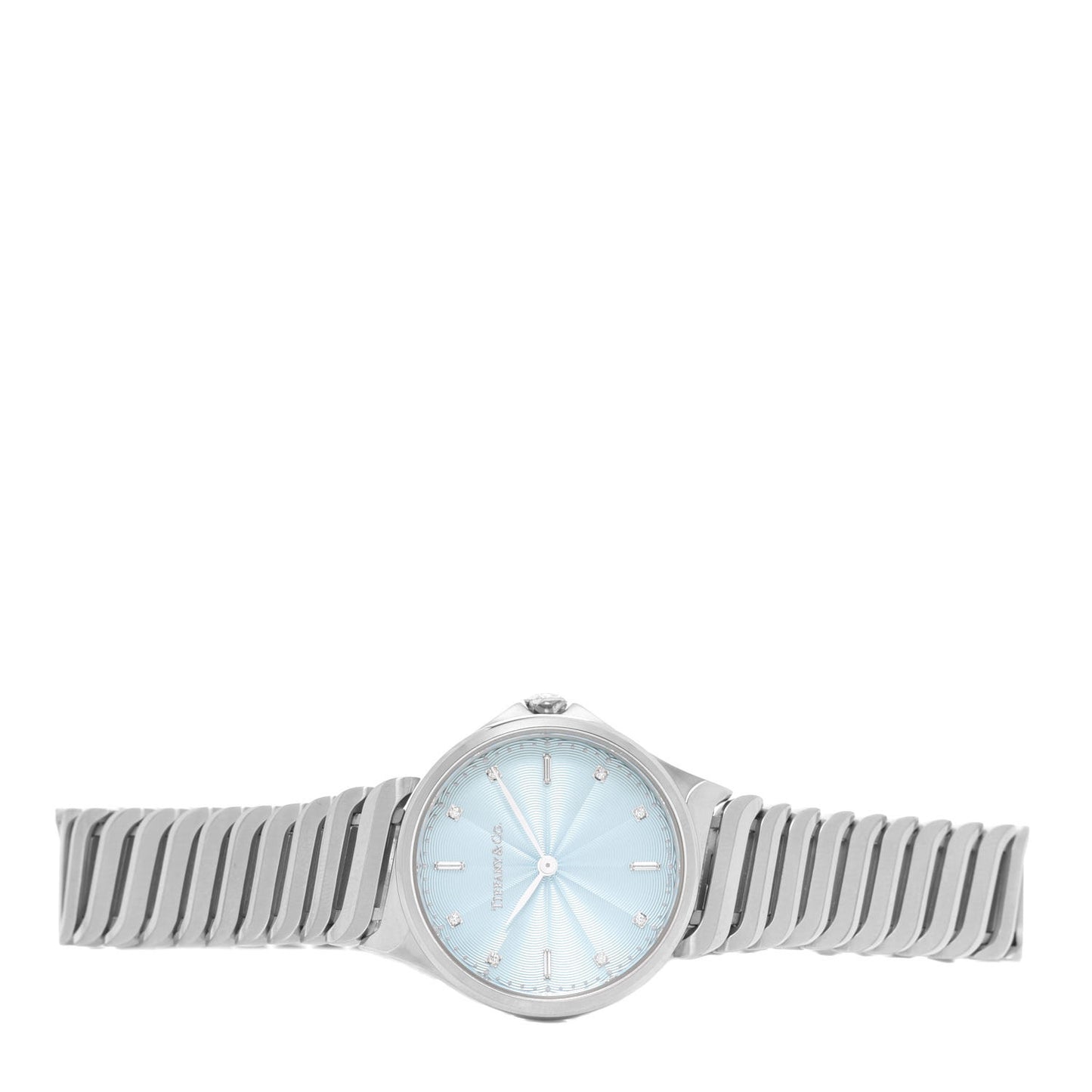 Stainless Steel Diamond 28mm Metro 2-Hand Quartz Watch Ice Blue