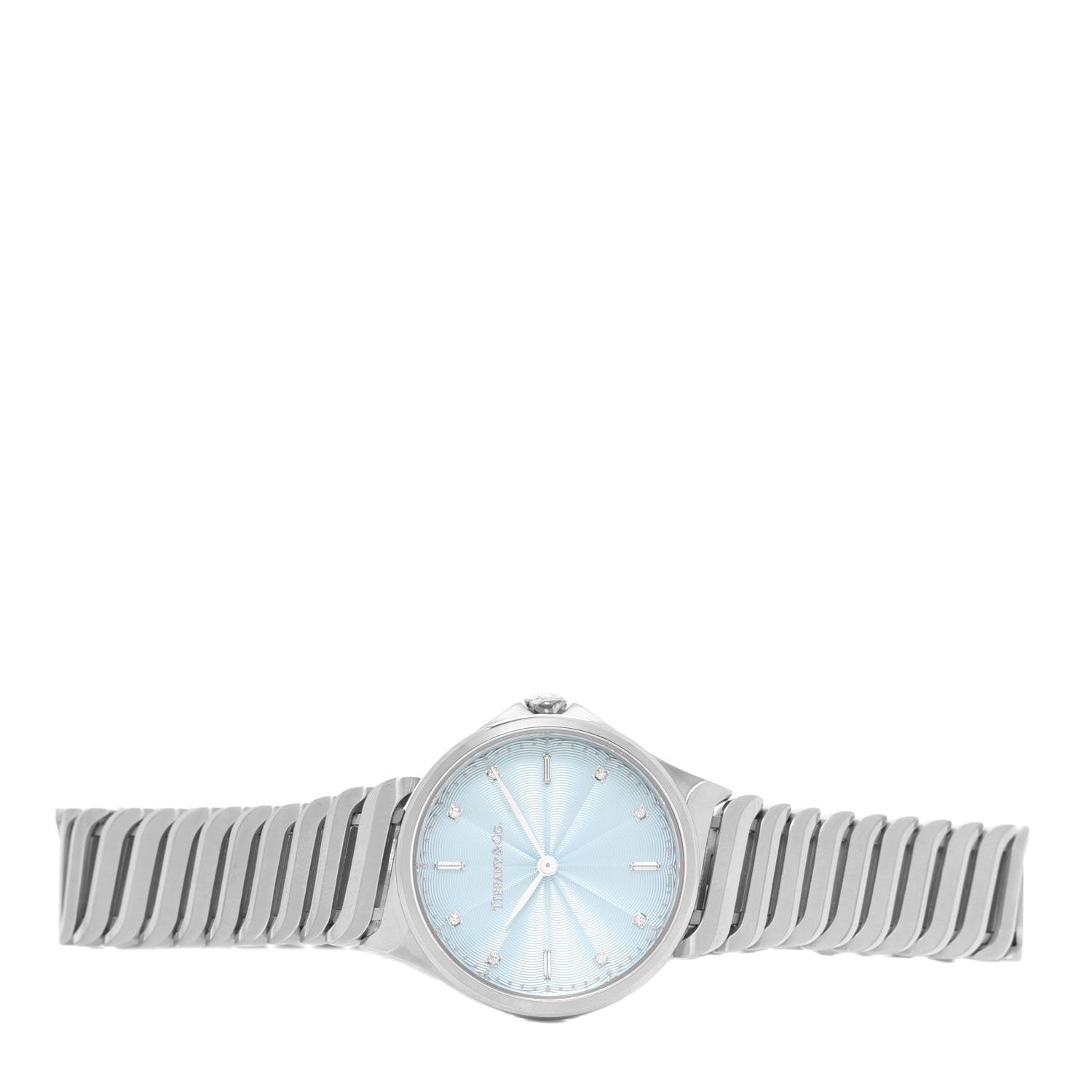 Tiffany Stainless Steel Diamond 28mm Metro 2-Hand Quartz Watch Ice Blue 2 of 5