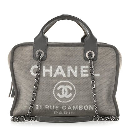 Chanel Canvas Deauville Bowling Bag Grey 1 of 19