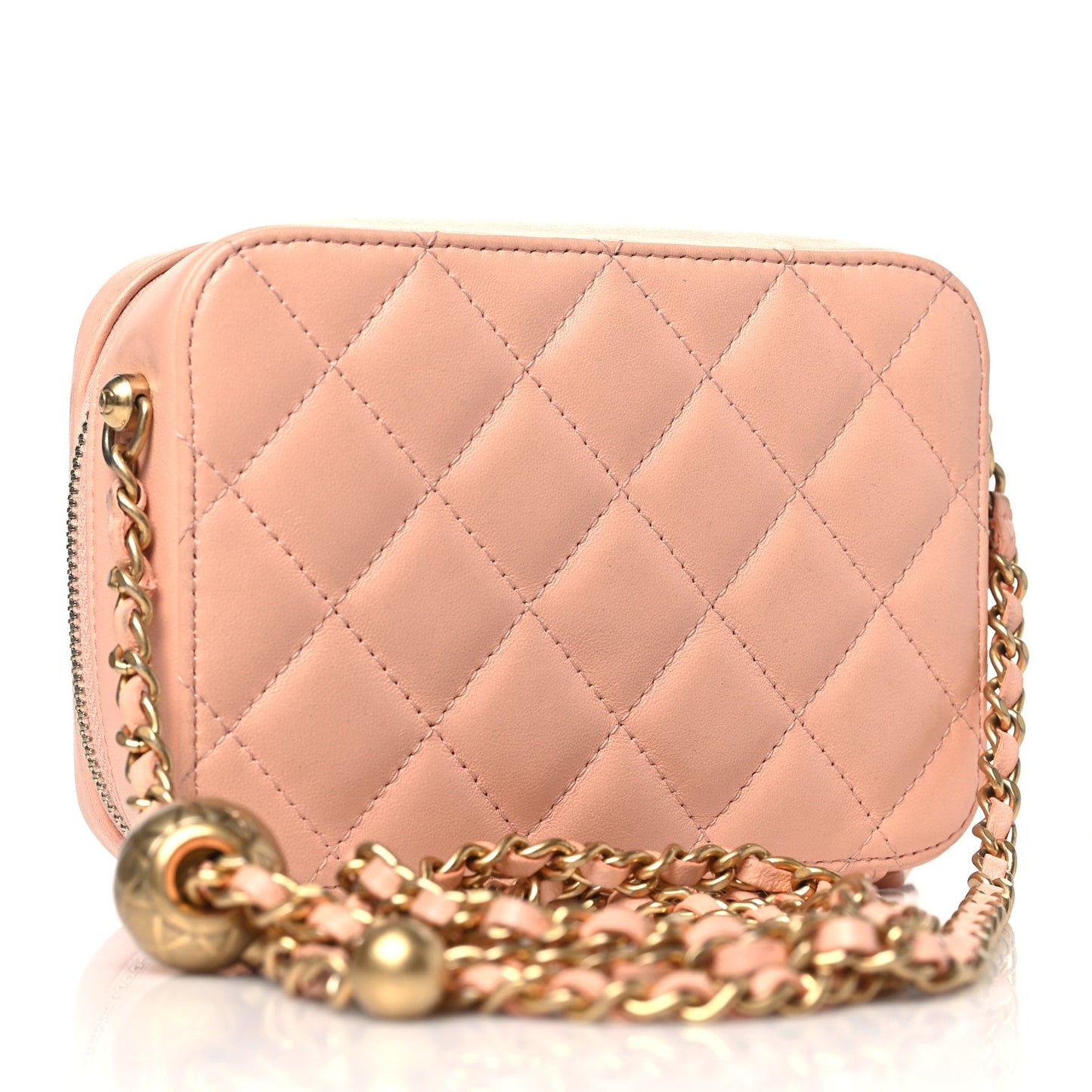 Lambskin Quilted CC Pearl Crush Camera Case Light Pink
