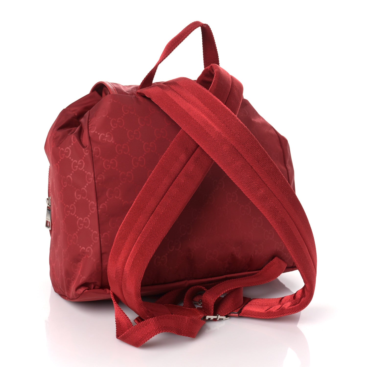 Gucci Nylon Monogram Dollar Calfskin Medium Light Single Buckle Backpack Vibrant Red 3 of 9