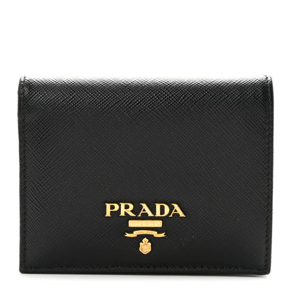 Prada Saffiano Metal Bi-Fold Wallet  Black 1 of 10