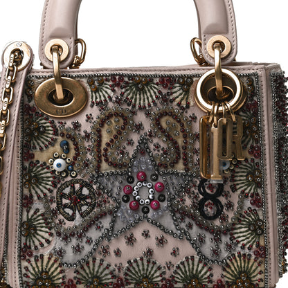 Christian Dior Calfskin Beaded Mini Lady Dior Beige Multicolor 7 of 14