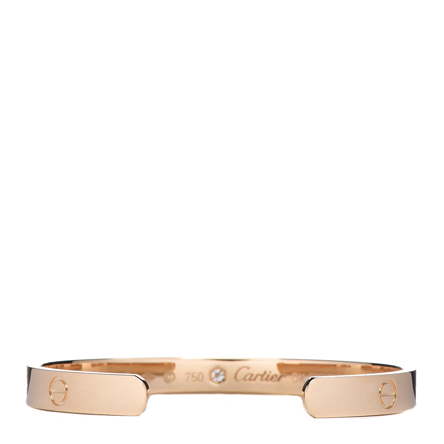 18K Yellow Gold 1 Diamond LOVE Cuff Bracelet 17