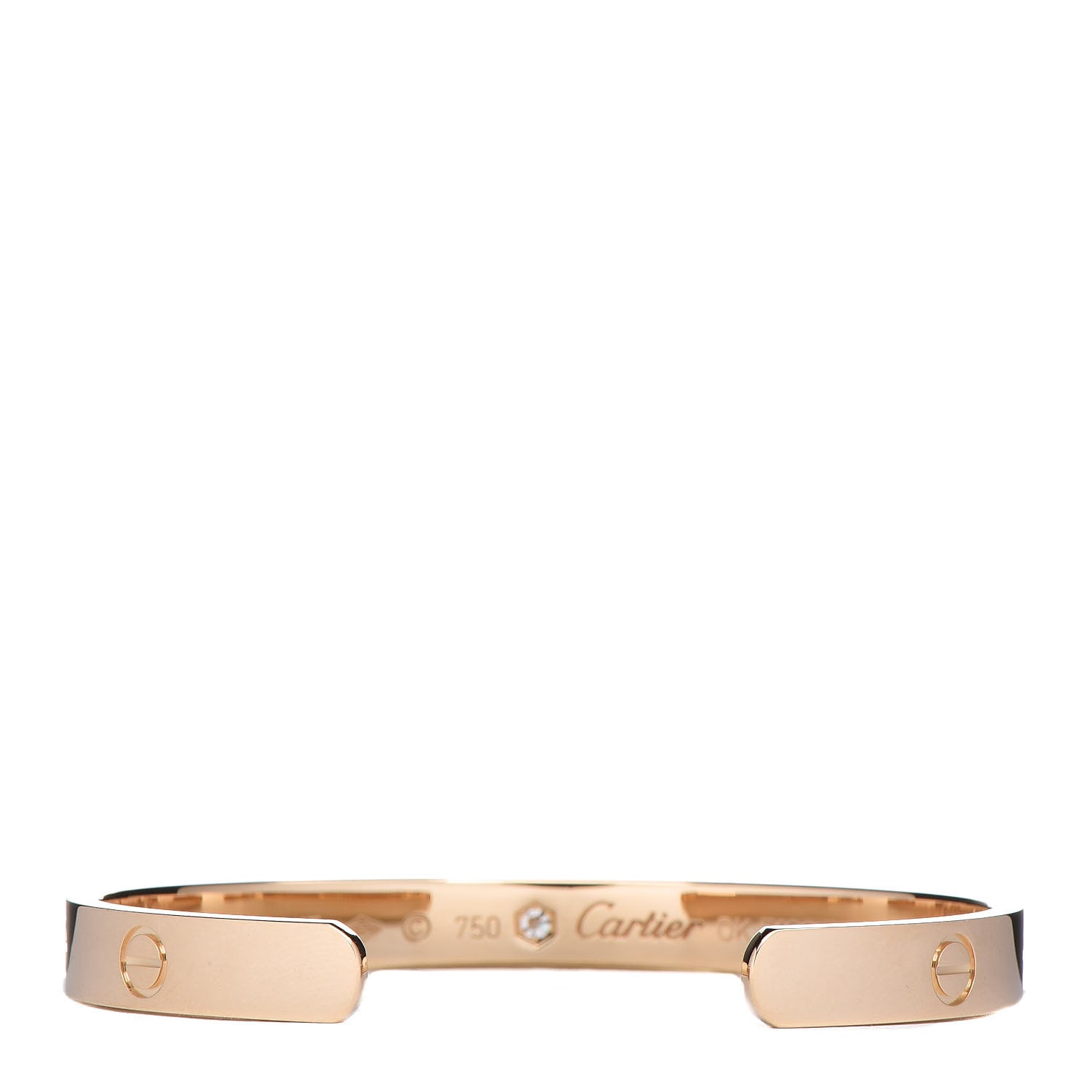 Cartier 18K Yellow Gold 1 Diamond LOVE Cuff Bracelet 17 3 of 5
