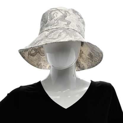 Christian Dior Cotton Dioriviera Toile De Jouy Bob Brim Bucket Hat 58 Gray 2 of 12