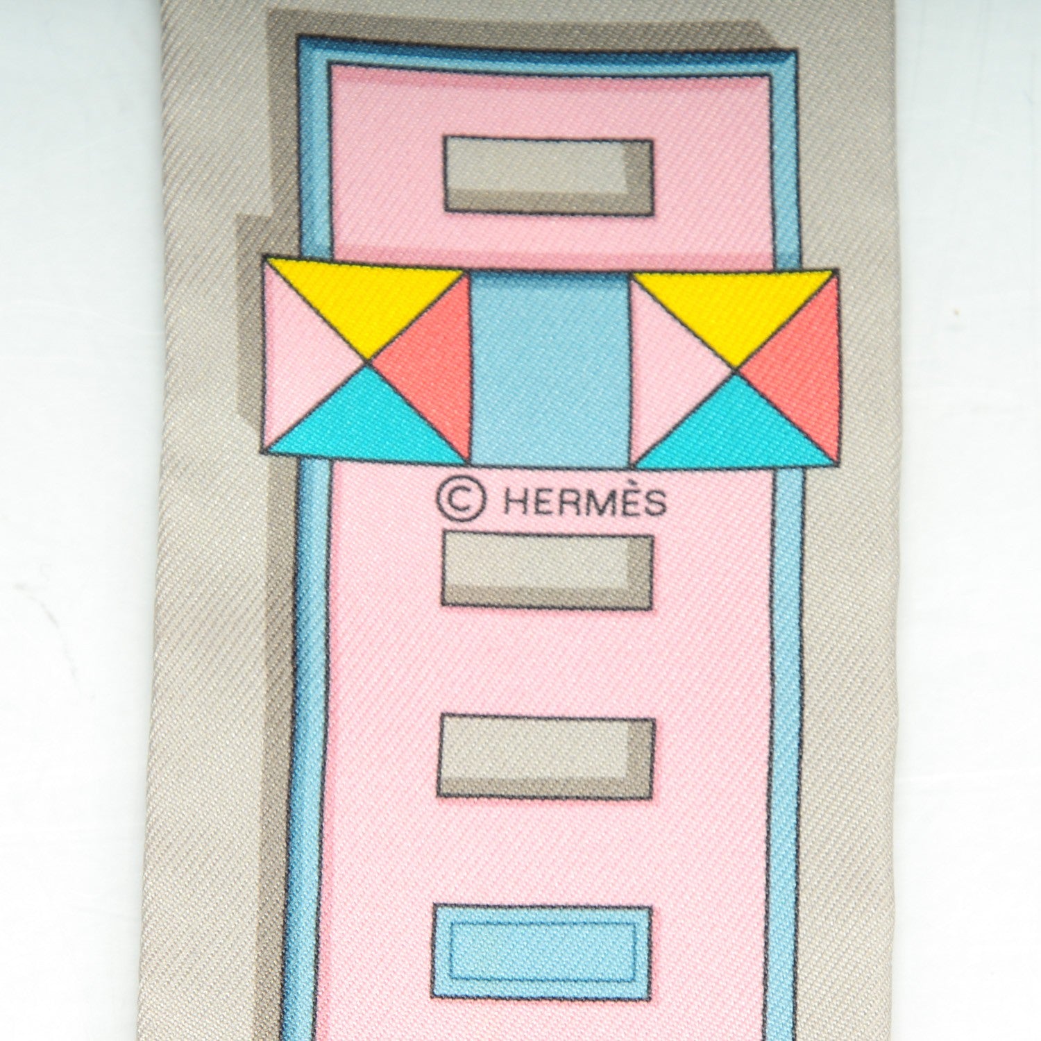 Hermes Silk Carre En Boucles Twilly Mastic Saumon Vert 5 of 6