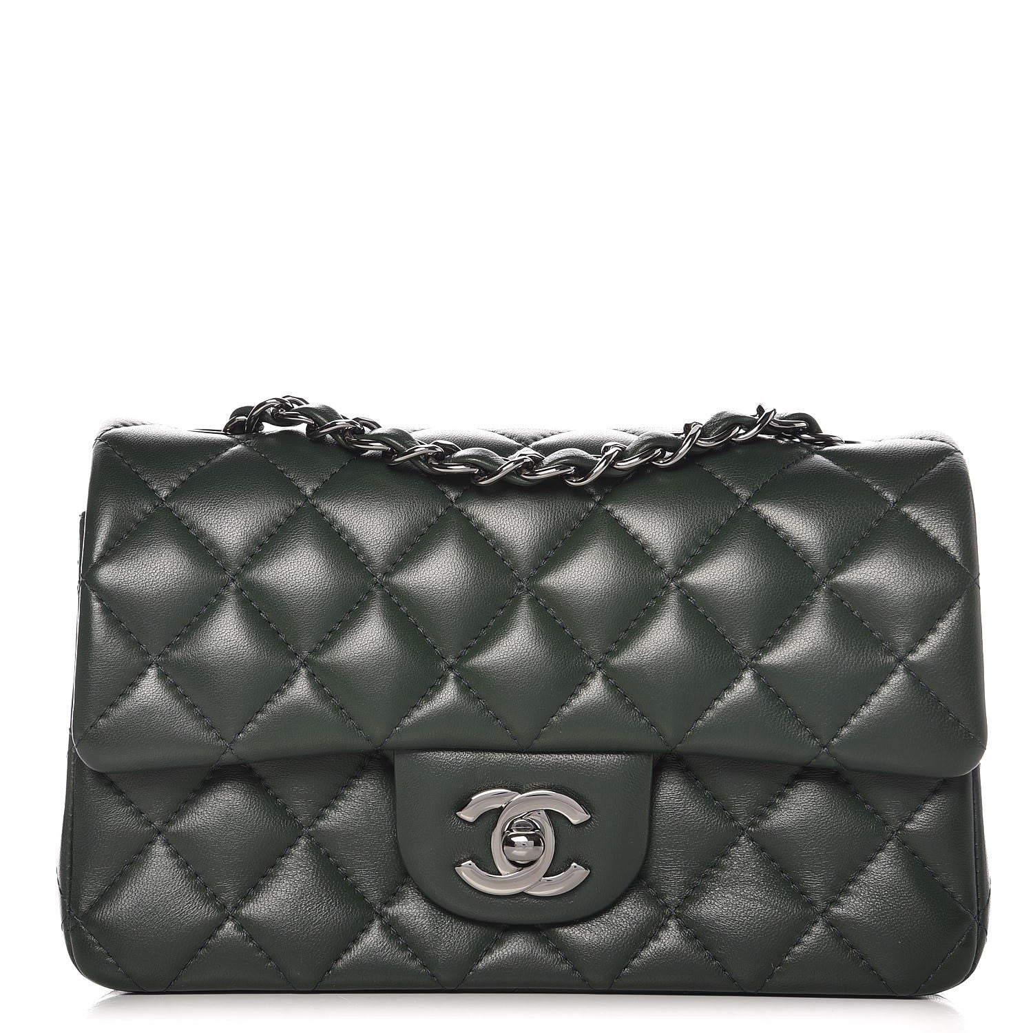 Chanel Lambskin Quilted Mini Rectangular Flap Green 1 of 8