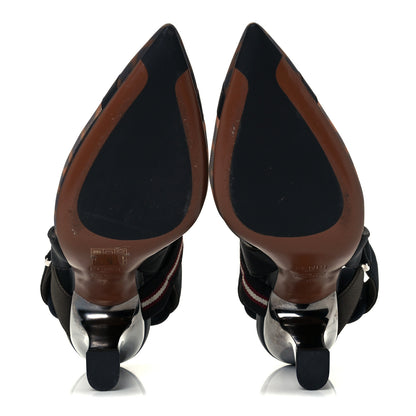 Fendi Technical Mesh FF Colibri 85mm Slingback Pumps 36 Tobacco Moro Bordeaux Black Militare 7 of 10