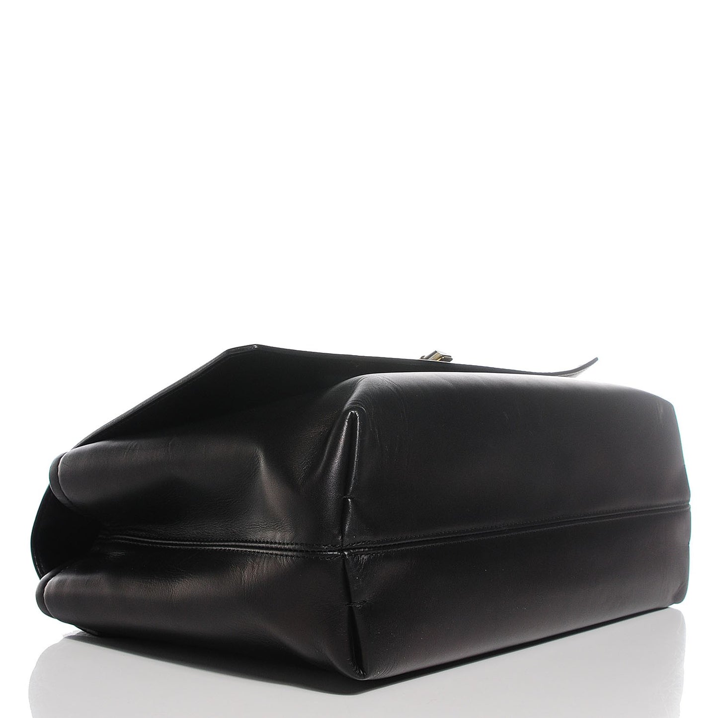 Hammered Calfskin Large Happy Edgy Shoulder Bag Black