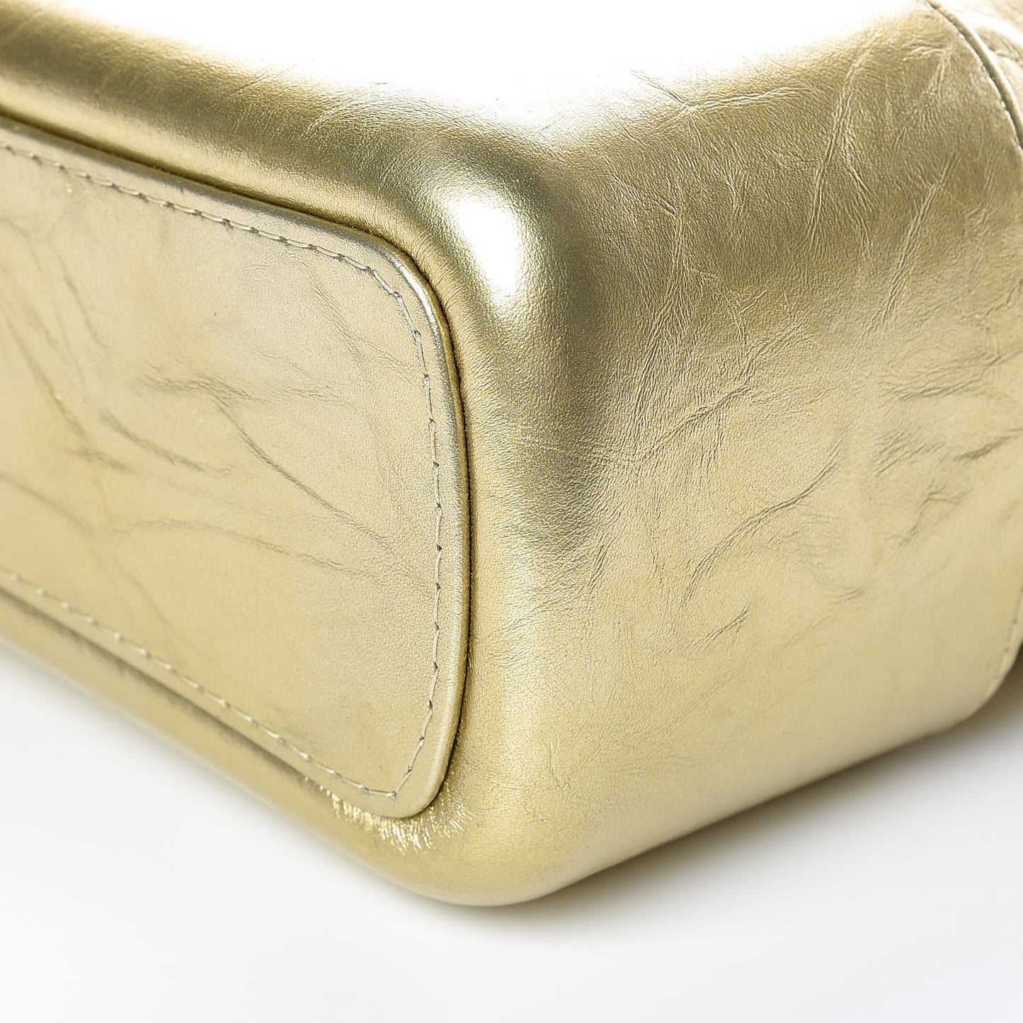 Metallic Aged Calfskin Quilted Medium Gabrielle Gold