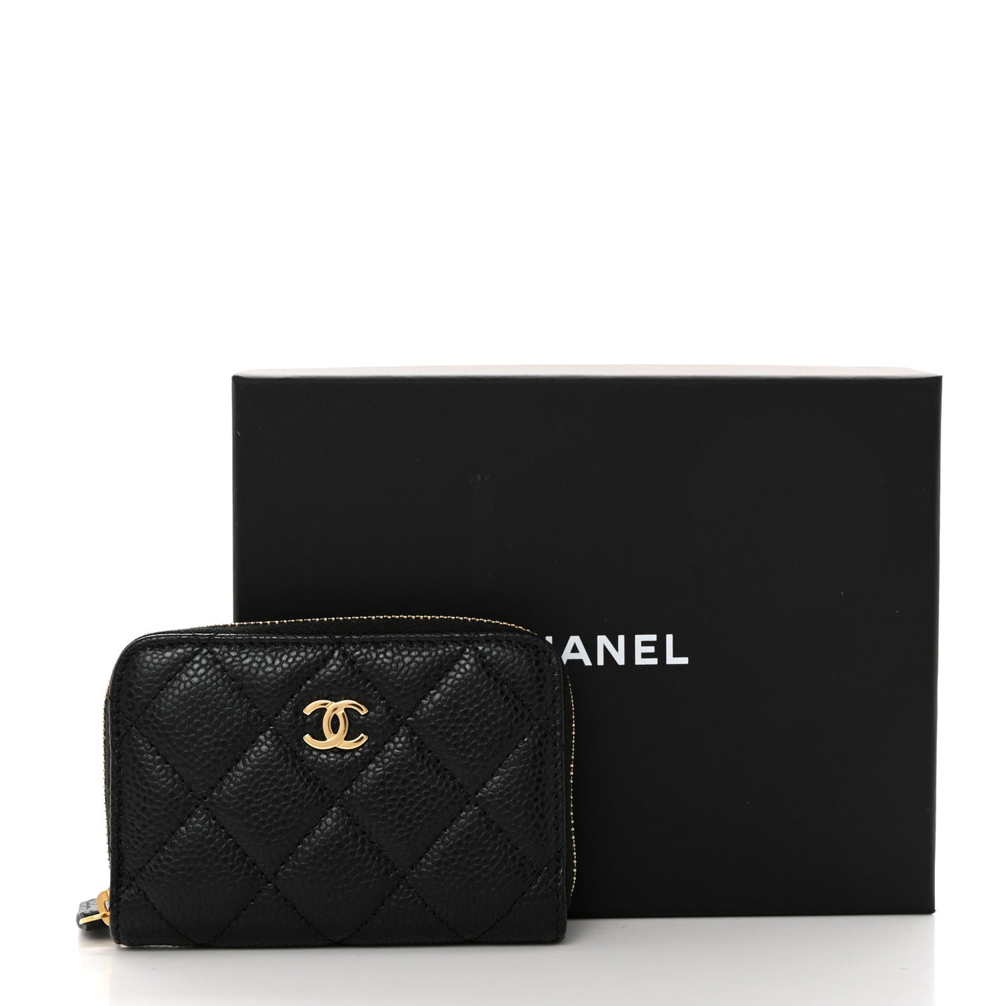Caviar Quilted Zip Coin Purse Black