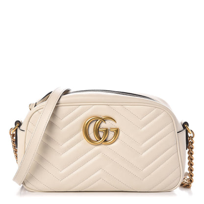 Gucci Calfskin Matelasse Small GG Marmont Chain Shoulder Bag White 1 of 11