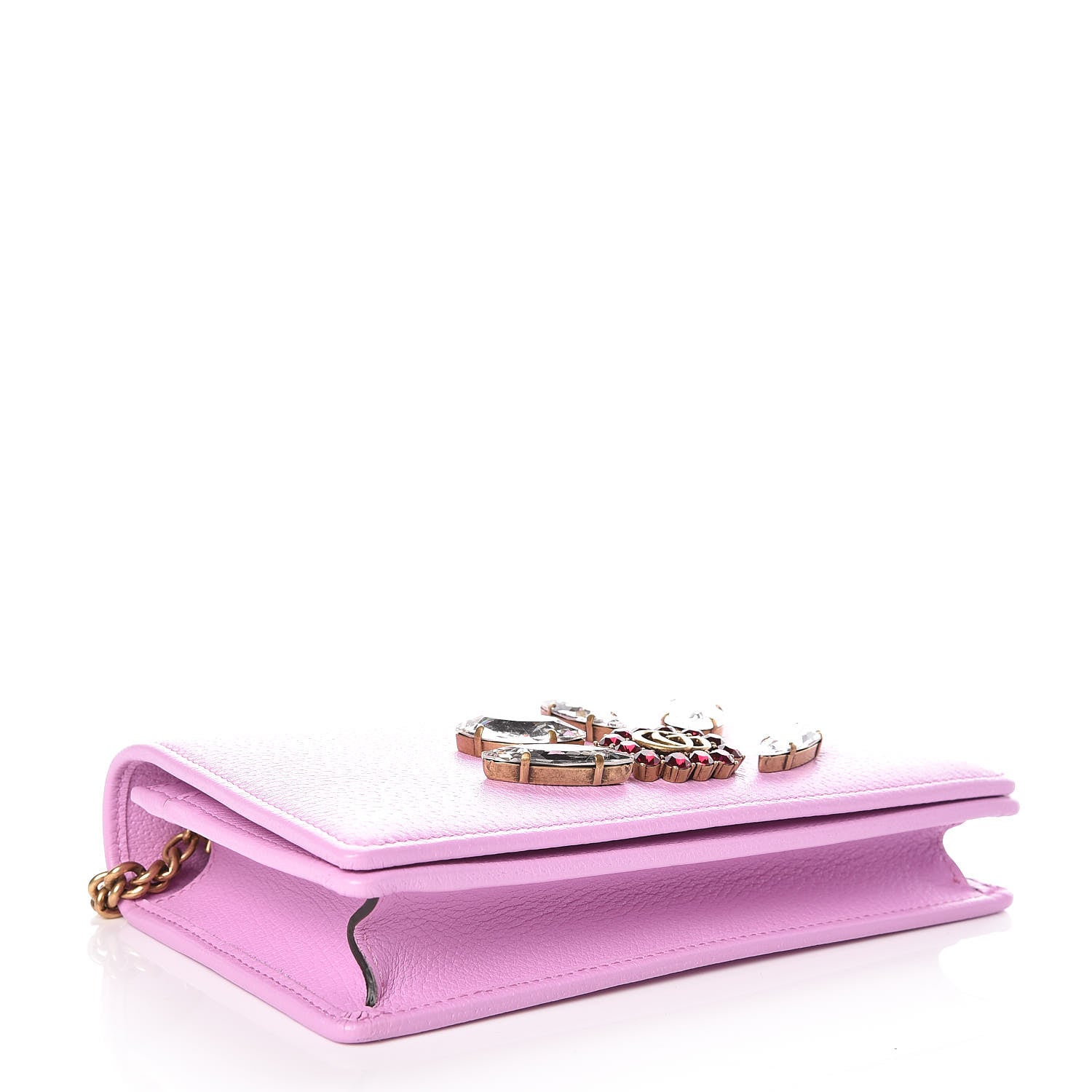 Gucci Calfskin Marquise Crystals Mini GG Chain Wallet Malva 4 of 11