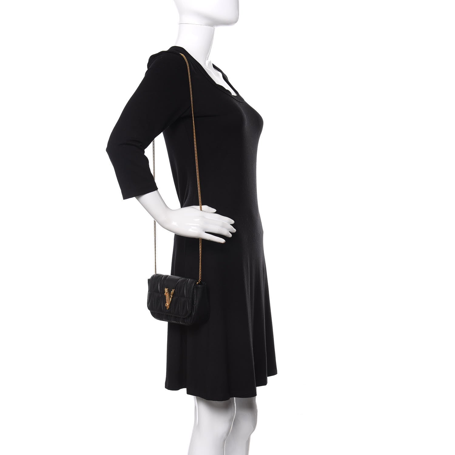Versace Nappa Quilted Virtus Evening Bag Black 2 of 11