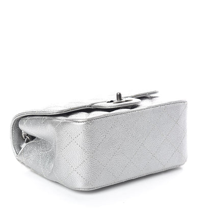 Chanel Metallic Caviar Quilted Mini Square Flap Silver 4 of 10