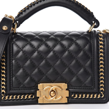 Chanel Calfskin Quilted Small Boy Top Handle Flap Black 10 of 10