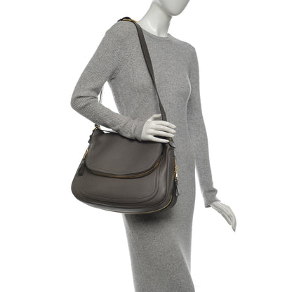 Tom Ford Pebbled Calfskin Large Jennifer Graphite 2 of 7