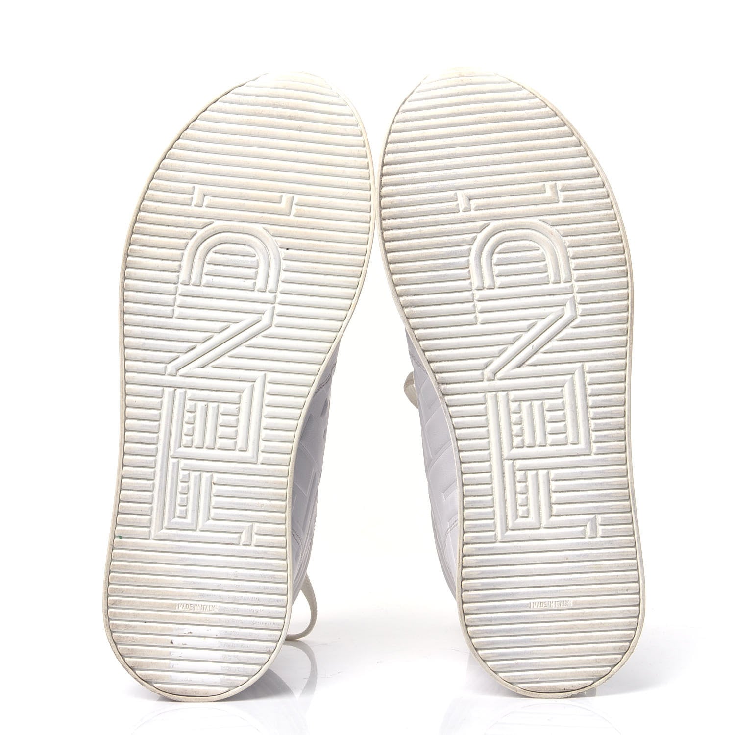Fendi Nappa Macro FF Embossed Womens High Top Sneakers 35.5 White Ice 5 of 6