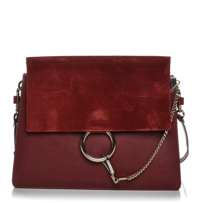 Chloe Calfskin Suede Medium Faye Shoulder Bag Plum Purple 1 of 12
