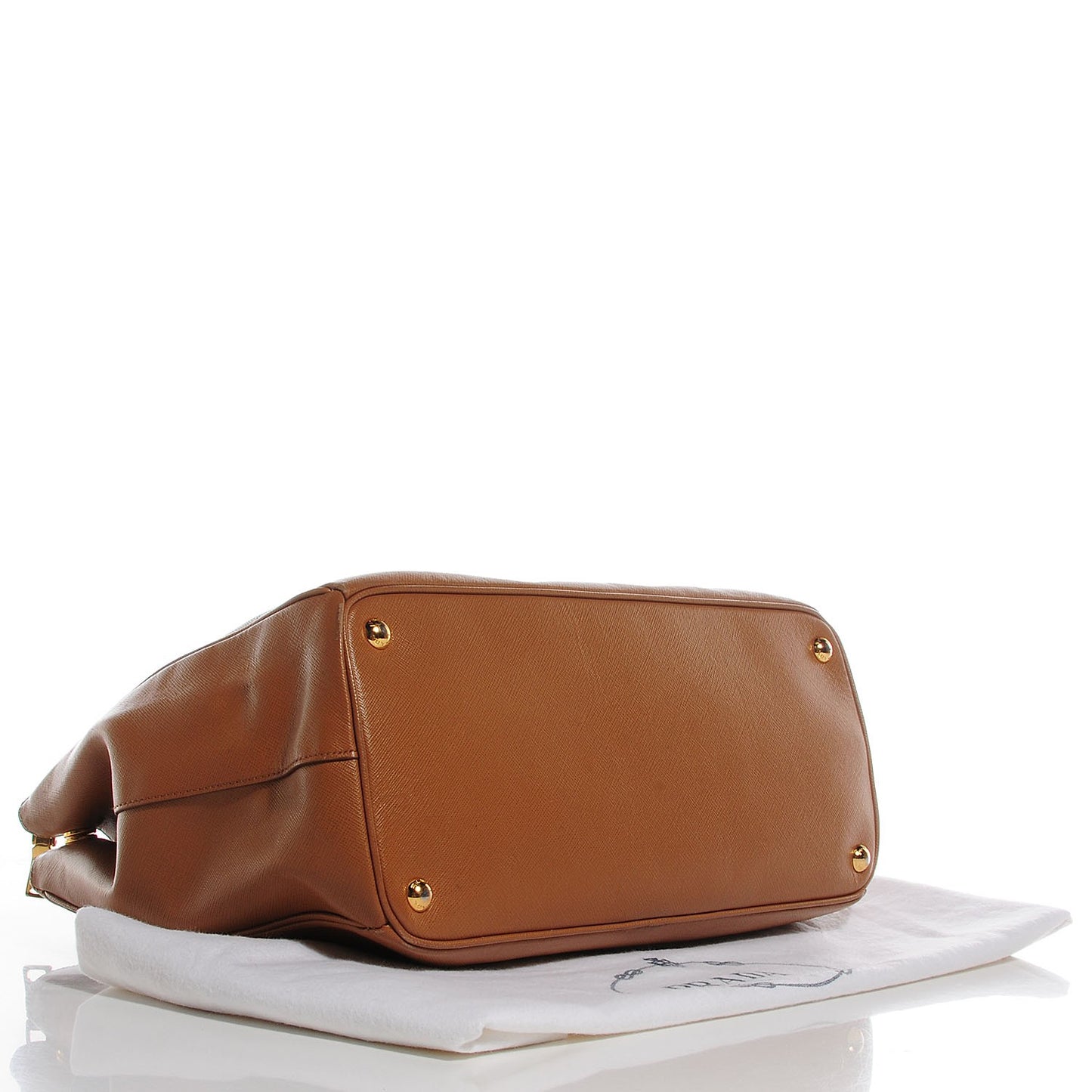 Saffiano Lux Medium Double Zip Tote Caramel