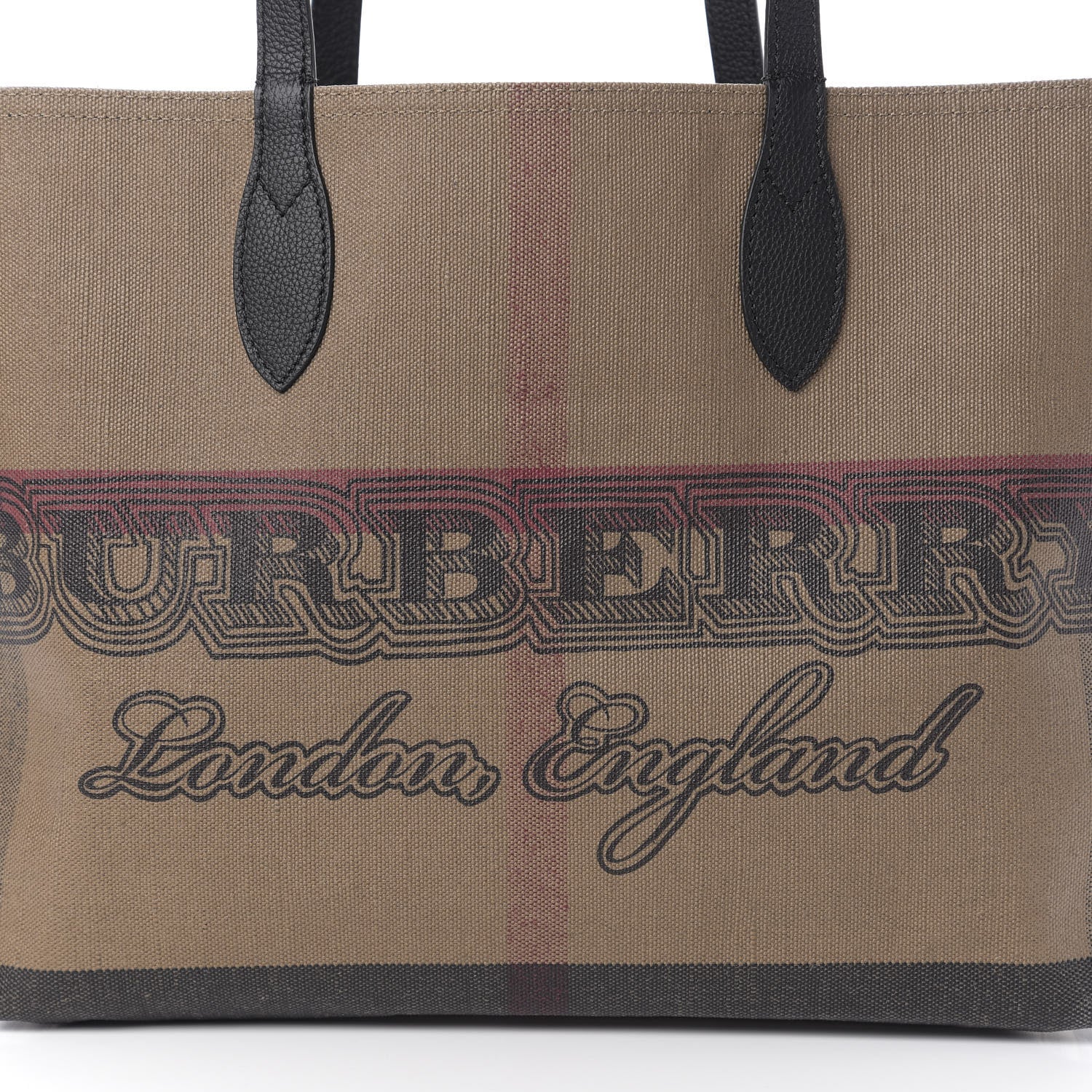 Burberry Coated Canvas Mega Check Medium Doodle Tote Black 15 of 15