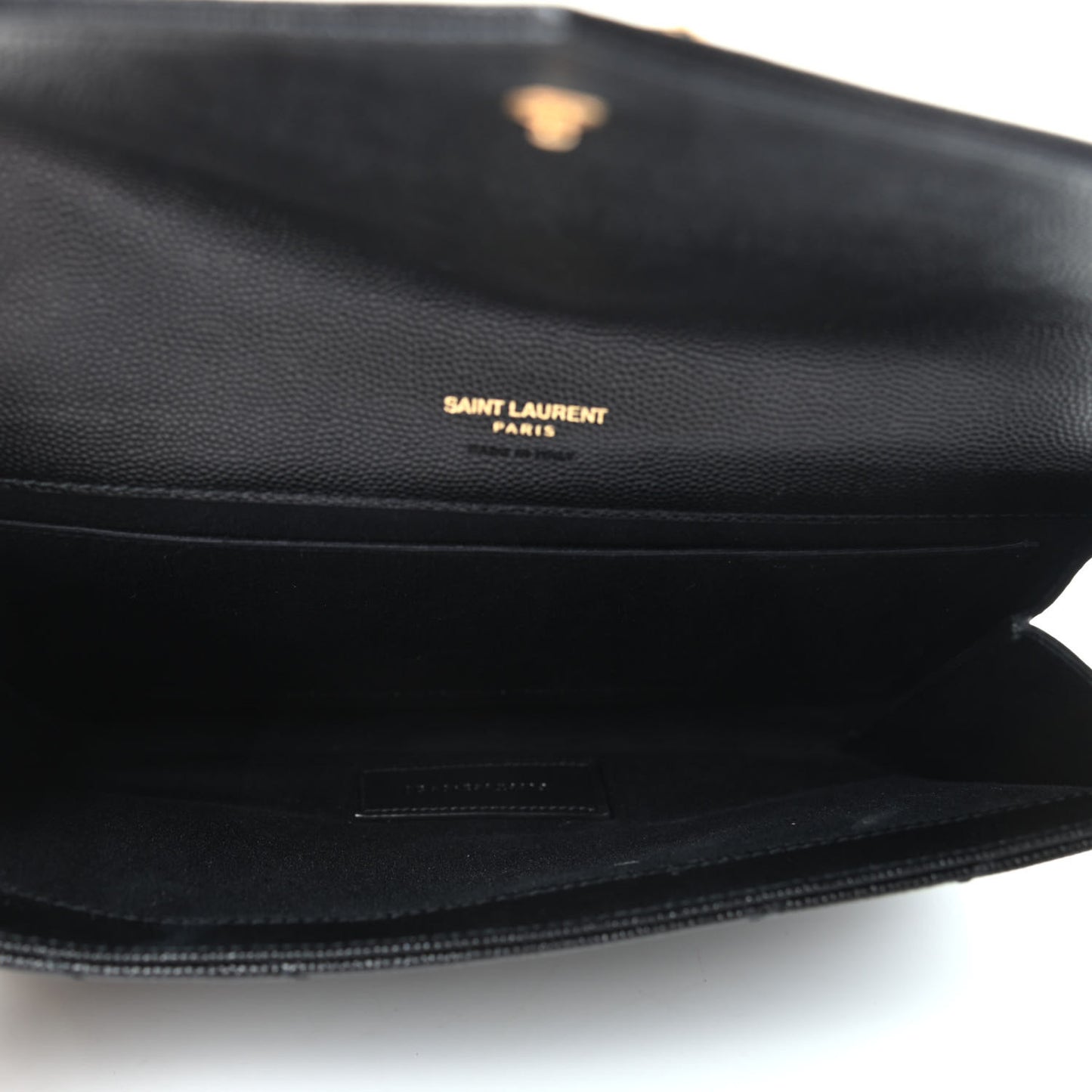 Grain De Poudre Matelasse Chevron Monogram Envelope Clutch Black