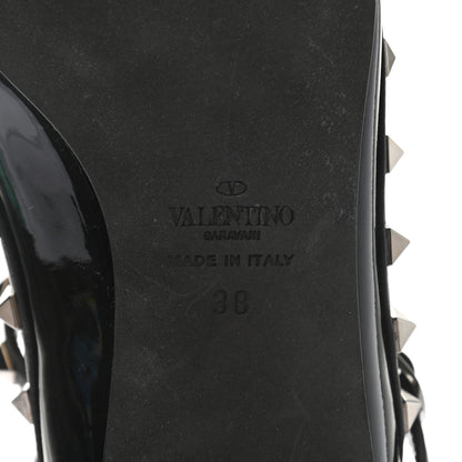 Valentino Garavani Patent Rockstud Cage Ballerina Flats 38 Black 6 of 11