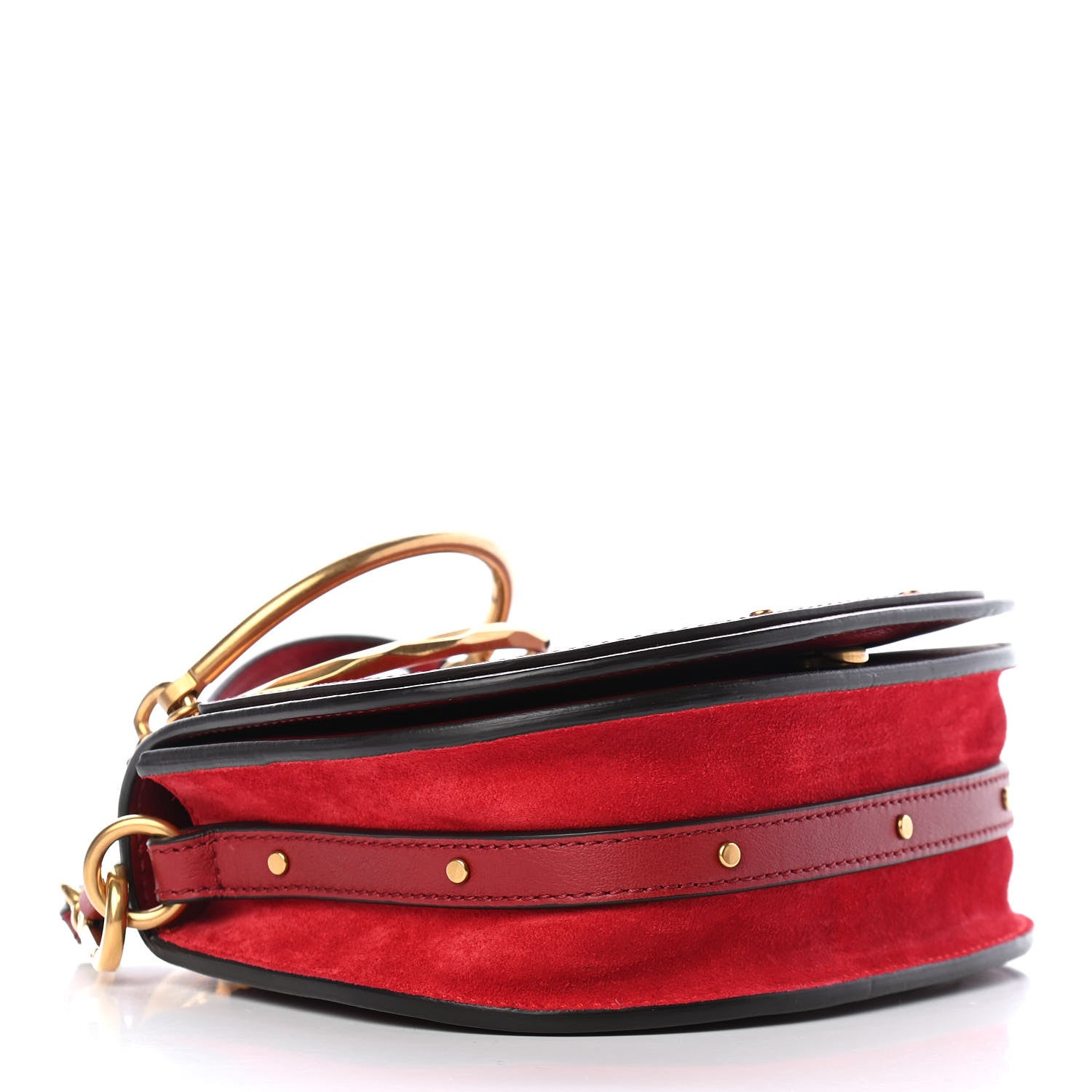 Chloe Calfskin Suede Small Nile Bracelet Bag Intense Red 4 of 12