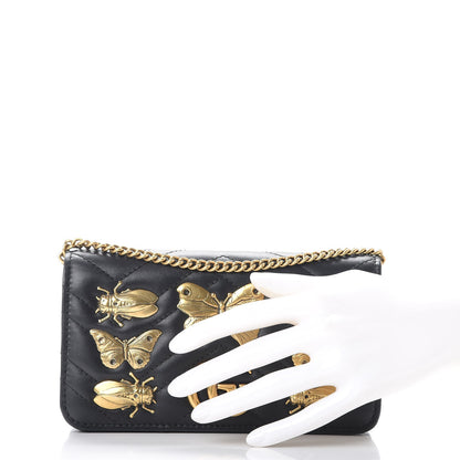 Gucci Calfskin Matelasse Mini Animal Studs GG Marmont Bag Black 3 of 9