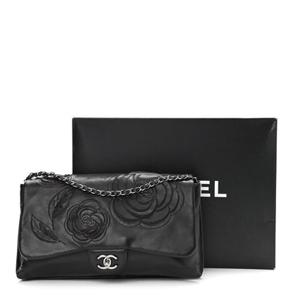 Chanel Lambskin Tweed Maxi Camellia Petals Flap Black 11 of 11