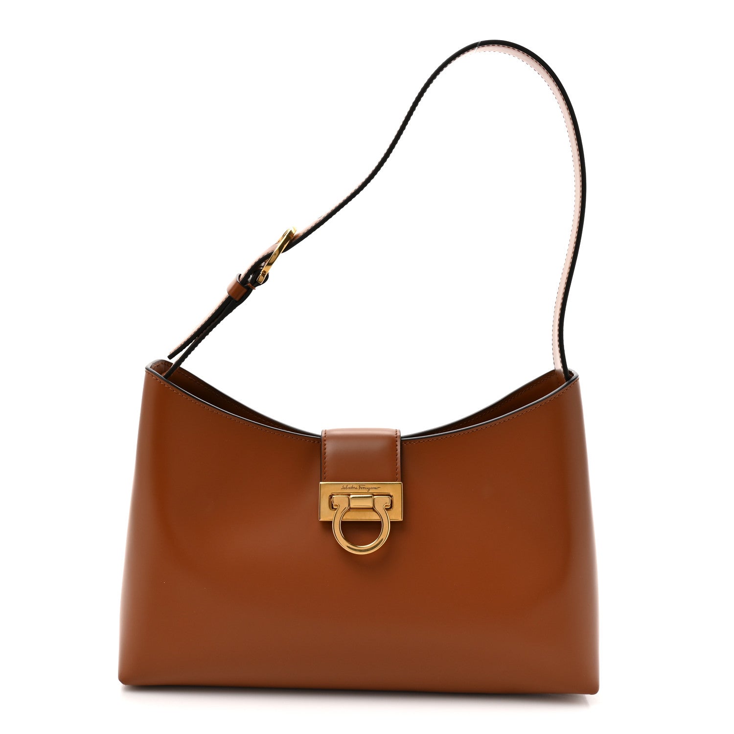 Salvatore Ferragamo Calfskin Trifolio Shoulder Bag Siena Tan 1 of 10