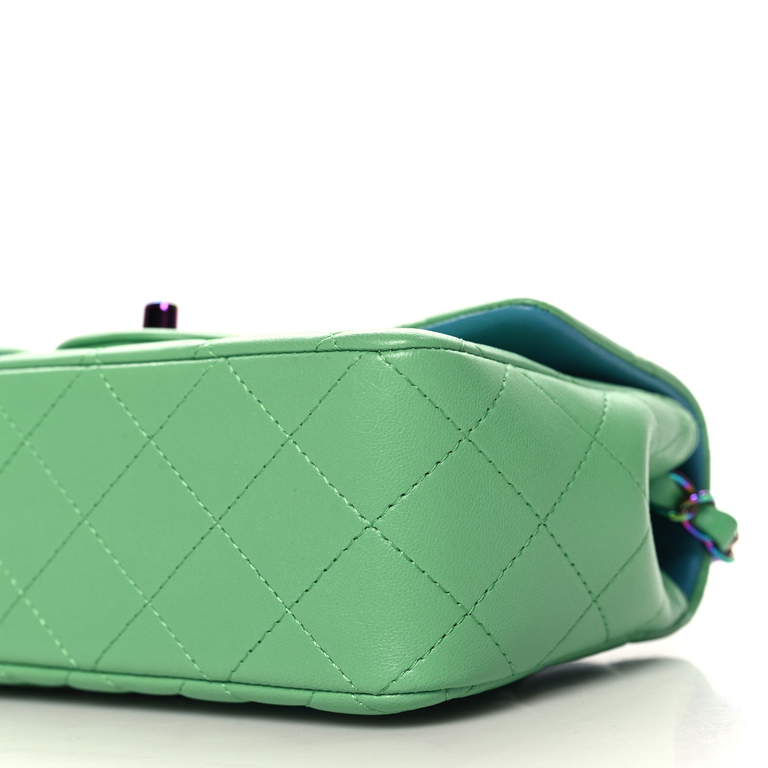 Chanel Lambskin Quilted Mini Rectangular Flap Green Blue 10 of 10