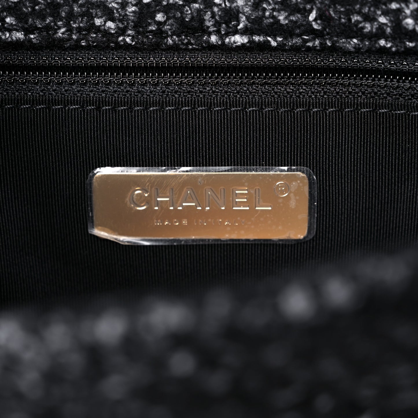 Tweed Quilted Medium Chanel 19 Flap Black Grey