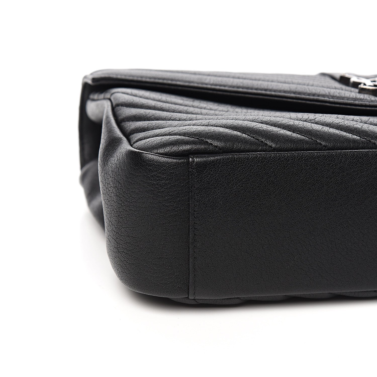 Saint Laurent Sheepskin Matelasse Chevron Monogram Large College Satchel Black 6 of 8