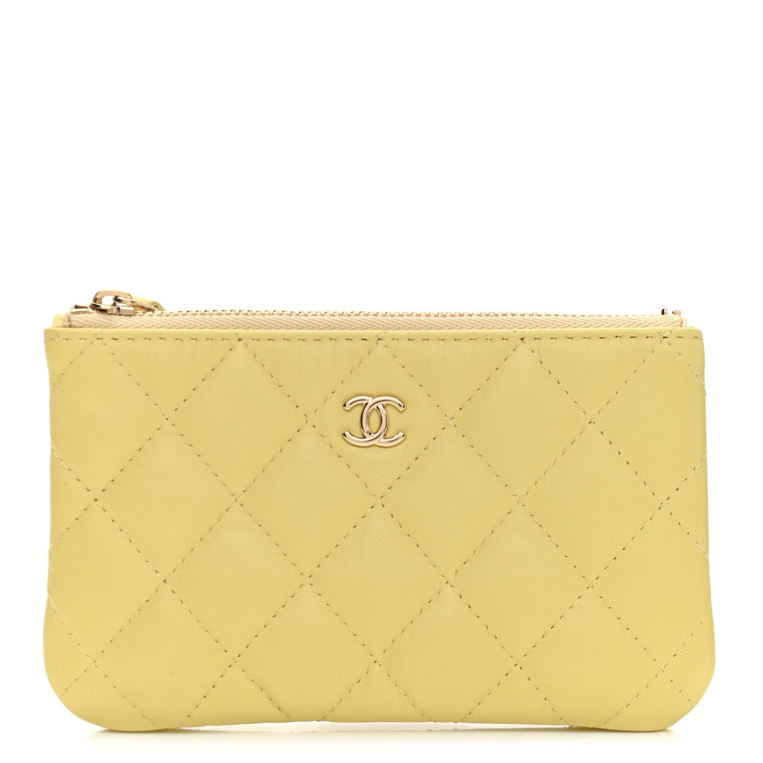 Chanel Lambskin Quilted Small Cosmetic Case Yellow 1 of 8